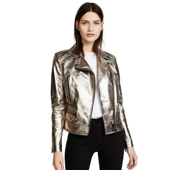 VERONICA BEARD Metallic MICA Leather Moto Jacket - Picture 4 of 8
